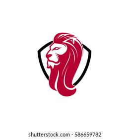 lion head vector with shield 