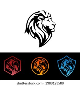 Lion head vector sign concept illustration. Lion head logo. Wild lion head graphic illustration