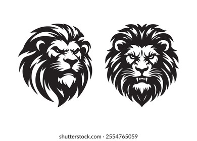 Lion head vector silhouette art illustration bundle