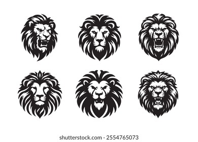 Lion head vector silhouette art illustration bundle