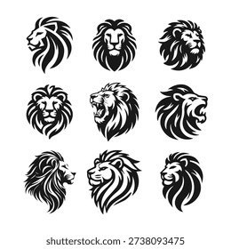 Lion head vector silhouette bundle .