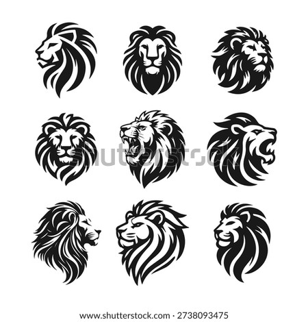 Lion head vector silhouette bundle .