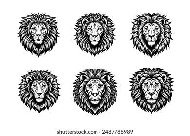 Lion Head Vector Silhouette - High-Quality Vector Illustration