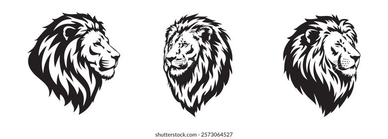 Lion Head Vector Silhouette Logo Design. Lion Vector Illustration