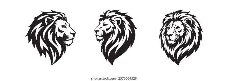 Lion Head Vector Silhouette Logo Design. Lion Vector Illustration