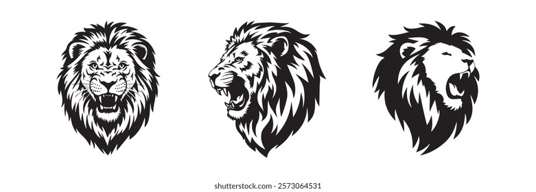 Lion Head Vector Silhouette Logo Design. Lion Vector Illustration