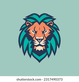vector de cabeza de león, animal fuerte y seguro