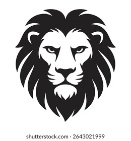 Lion head Vector Style silhouette in clean white background
