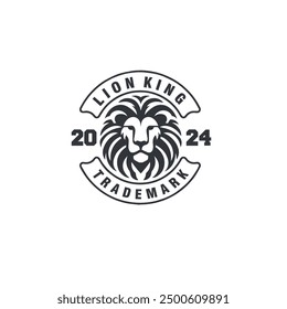 lion head vintage badge logo vector illustration