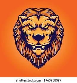 Lion Head Vintage Character illustrations for your work Logo, mascot merchandise t-shirt, stickers and Label designs, poster, greeting cards advertising business company or brands svg