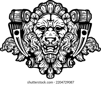 Lion head with vintage design elements