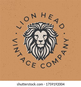 lion head vintage logo vector icon illustration