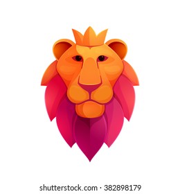 Lion head volume vector logo. Animal design template elements for your corporate identity or sport team branding.