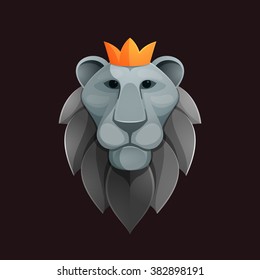 Lion head volume vector logo. Animal design template elements for your corporate identity or sport team branding.