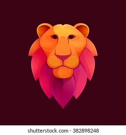 Lion head volume vector logo. Animal design template elements for your corporate identity or sport team branding.