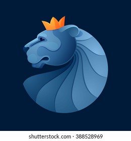 Lion head volume vector logo. Animal design template elements for your corporate identity or sport team branding.