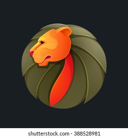 Lion head volume vector logo. Animal design template elements for your corporate identity or sport team branding.