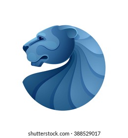 Lion head volume vector logo. Animal design template elements for your corporate identity or sport team branding.