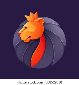 Lion head volume vector logo. Animal design template elements for your corporate identity or sport team branding.