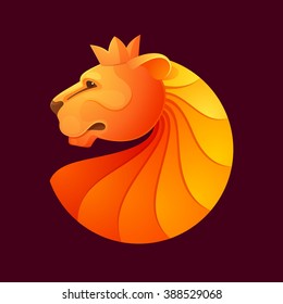 Lion head volume vector logo. Animal design template elements for your corporate identity or sport team branding.