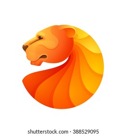 Lion head volume vector logo. Animal design template elements for your corporate identity or sport team branding.