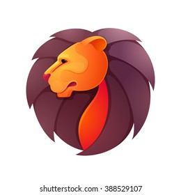 Lion head volume vector logo. Animal design template elements for your corporate identity or sport team branding.