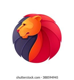 Lion head volume vector logo. Animal design template elements for your corporate identity or sport team branding.