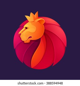 Lion head volume vector logo. Animal design template elements for your corporate identity or sport team branding.
