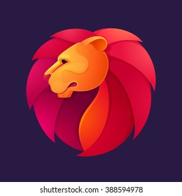 Lion head volume vector logo. Animal design template elements for your corporate identity or sport team branding.