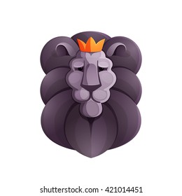 Lion head volume vector logo. Animal design template elements for your corporate identity or sport team branding.