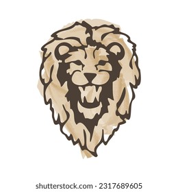 Lion head watercolor outline illustration vector. Lion head logo icon. Lion head mascot. Lion symbol. Vector illustration