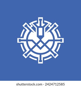 Lion Head Wheel Ship Logo, modern lion animal vector design template