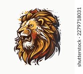 Lion head or wild animal roaring muzzle for sport team mascot. Vector isolated flat icon of wildcat lion predator symbol for blazon, badge or hunting nature adventure club.