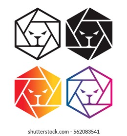 LION HEAD WILD SAFARI LOGO ICON SYMBOL TEMPLATE EMBLEM SET