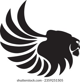 lion head with wing in logo style