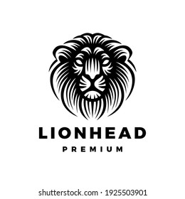 lion head woodcut logo vector icon illustration