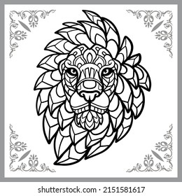 Lion head zentangle arts isolated on white background
