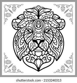 Lion head zentangle arts isolated on white background