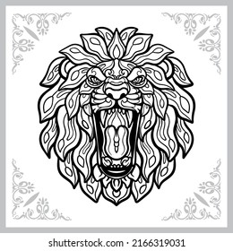 lion head zentangle arts. isolated on white background.