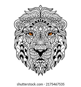 Lion head zentangle arts. isolated on white background