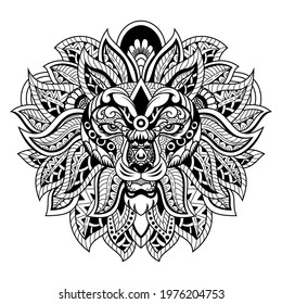 Lion Head Zentangle Style White And Black