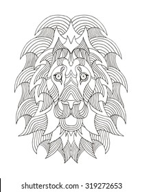 Lion head zentangle stylized, vector, illustration, freehand pencil, hand drawn, pattern. Print for t-shirts, mobile cover design.