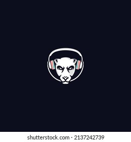 Lion with headphone in vector format.