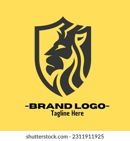 Lion heads logo design vector illustration