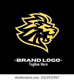Lion heads logo design vector illustration