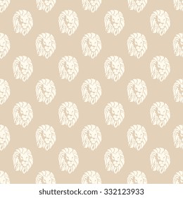 Lion heads on seamless pattern background. Wallpaper template