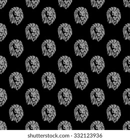 Lion heads on seamless pattern background. Wallpaper template