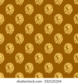 Lion heads on seamless pattern background. Wallpaper template