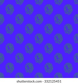 Lion heads on seamless pattern background. Wallpaper template