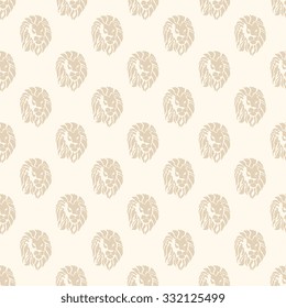 Lion heads on seamless pattern background. Wallpaper template